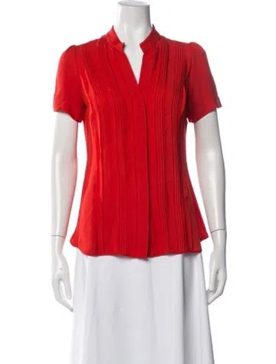 Pre-owned Ch Carolina Herrera Short Sleeve Blouse In Red