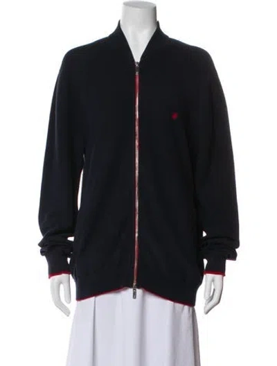 Pre-owned Ch Carolina Herrera Silk Bomber Jacket In Blue