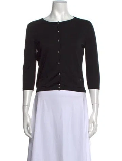 Pre-owned Ch Carolina Herrera Silk Crew Neck Sweater In Blue