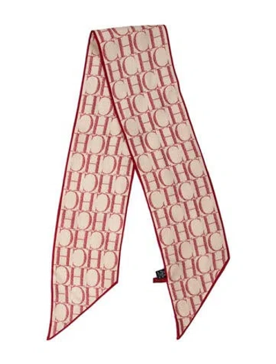 Pre-owned Ch Carolina Herrera Silk Graphic Print Scarf In Neutrals