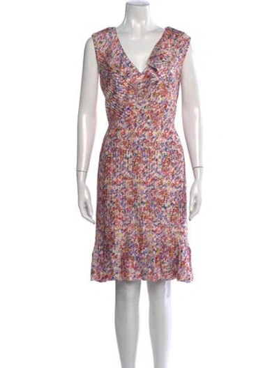 Pre-owned Ch Carolina Herrera Silk Knee-length Dress W/ Tags In Red/white