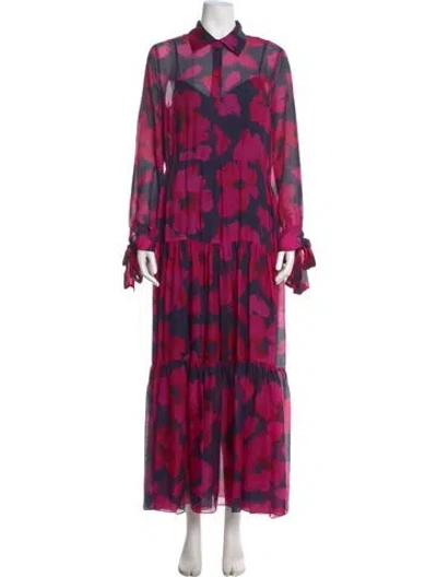 Pre-owned Ch Carolina Herrera Silk Long Dress In Pink