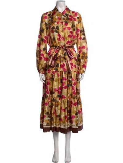 Pre-owned Ch Carolina Herrera Silk Long Dress In Yellow