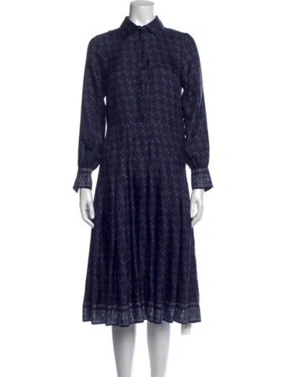 Pre-owned Ch Carolina Herrera Silk Midi Length Dress In Blue