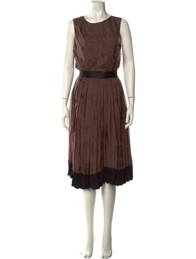 Pre-owned Ch Carolina Herrera Silk Midi Length Dress In Brown