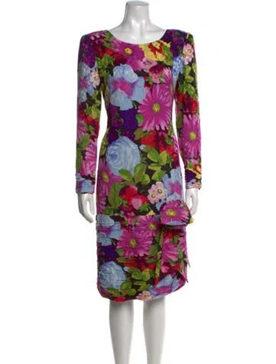 Pre-owned Ch Carolina Herrera Silk Midi Length Dress In Multicolor