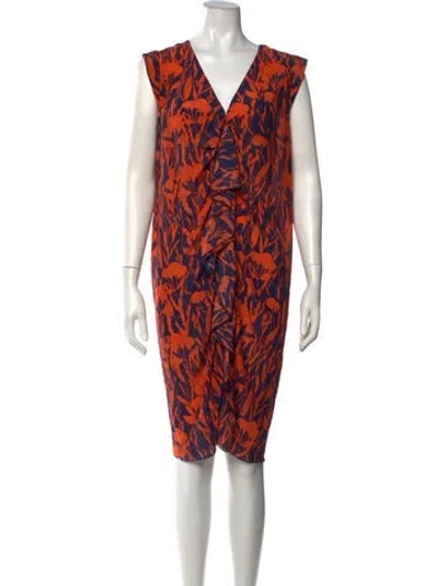 Pre-owned Ch Carolina Herrera Silk Midi Length Dress In Orange
