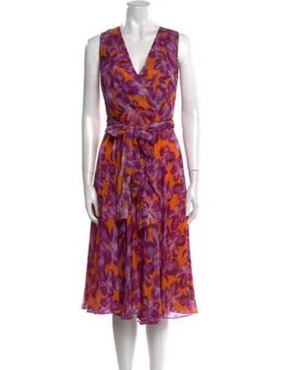 Pre-owned Ch Carolina Herrera Silk Midi Length Dress In Purple