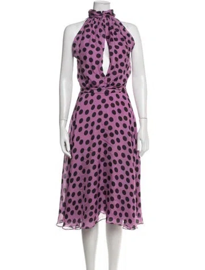 Pre-owned Ch Carolina Herrera Silk Midi Length Dress In Purple
