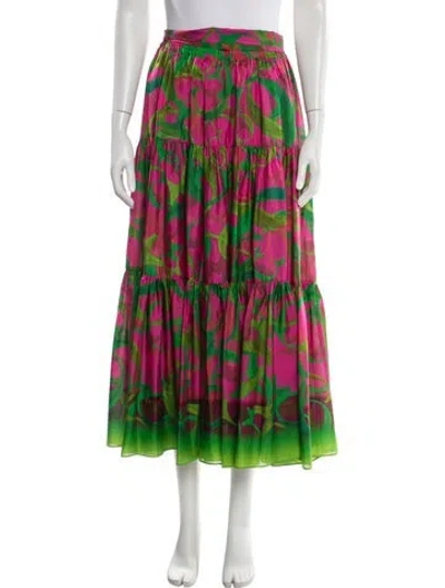 Pre-owned Ch Carolina Herrera Silk Midi Length Skirt In Purple