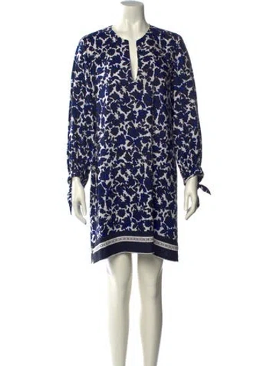 Pre-owned Ch Carolina Herrera Silk Mini Dress In Blue