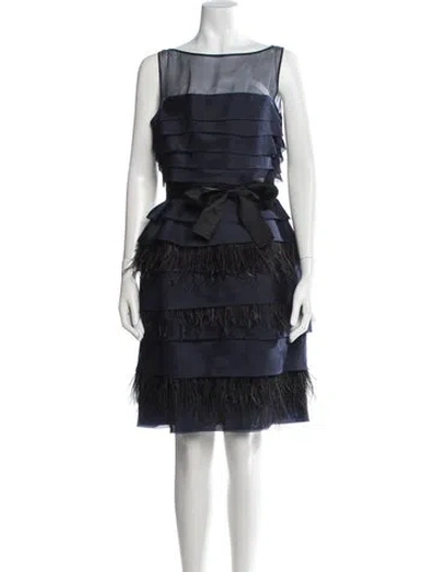 Pre-owned Ch Carolina Herrera Silk Mini Dress In Blue