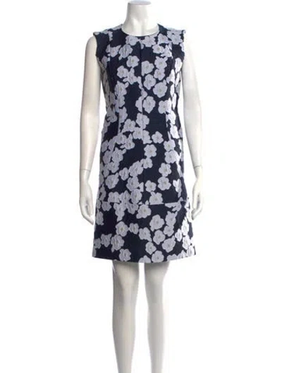 Pre-owned Ch Carolina Herrera Silk Mini Dress In Blue