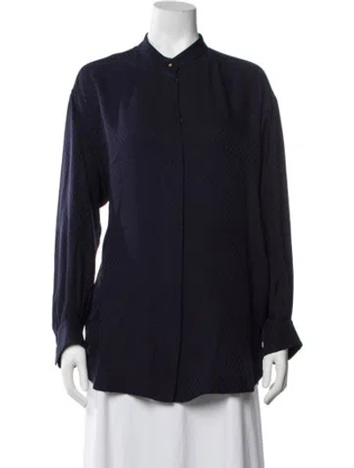 Pre-owned Ch Carolina Herrera Silk Patterned Blouse In Black