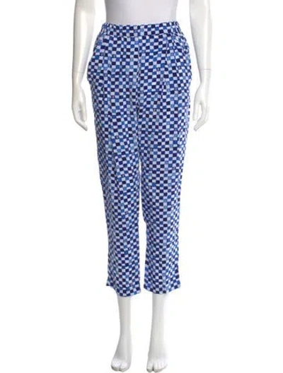 Pre-owned Ch Carolina Herrera Silk Straight Leg Pants In Blue