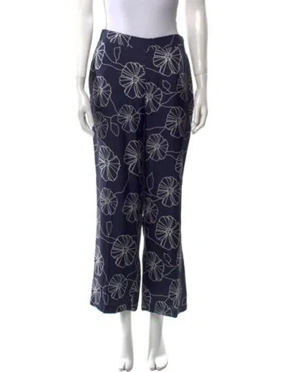 Pre-owned Ch Carolina Herrera Silk Wide Leg Pants In Blue