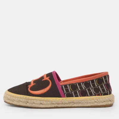 Pre-owned Ch Carolina Herrera Size 37 Multicolor Canvas Espadrille Flats