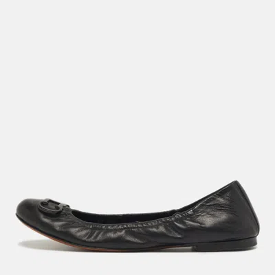 Ch Carolina Herrera Size 38 Black Leather Ballet Flats