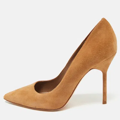 Ch Carolina Herrera Size 38 Brown Suede Pointed Toe Pumps