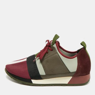 Ch Carolina Herrera Size 40 Multicolor Knit Fabric And Leather Low Top Sneakers