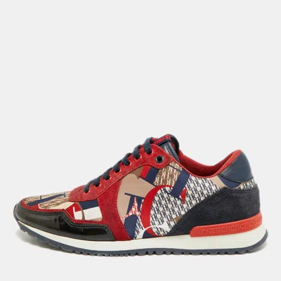 Pre-owned Ch Carolina Herrera Size 40 Multicolor Satin And Suede Low Top Sneakers