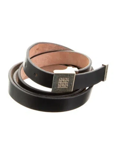 Pre-owned Ch Carolina Herrera Skinny Leather Belt In Black