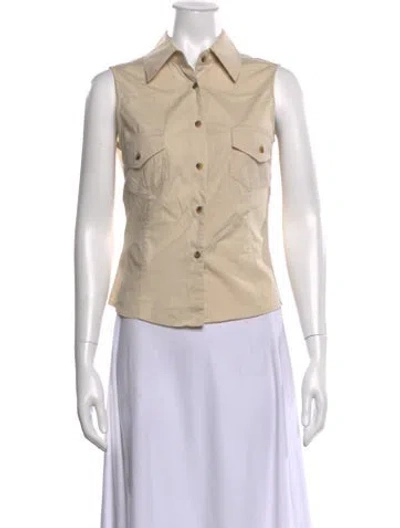 Pre-owned Ch Carolina Herrera Sleeveless Button-up Top In Neutrals