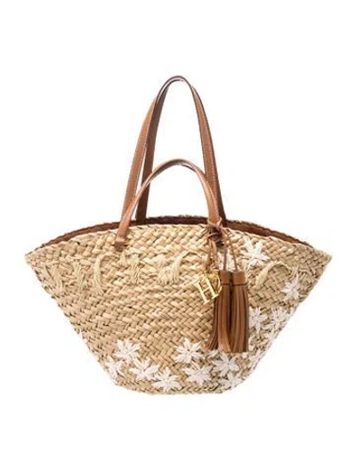 Pre-owned Ch Carolina Herrera Straw Tote In Neutral