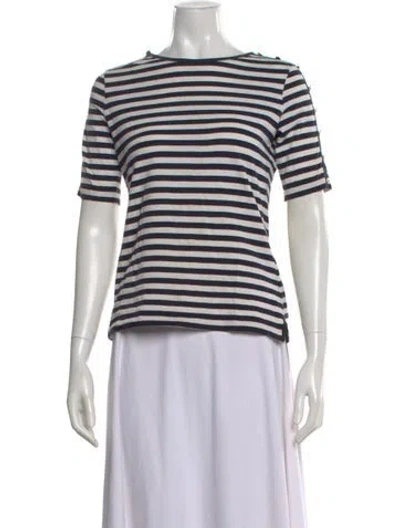 Pre-owned Ch Carolina Herrera Striped Crew Neck T-shirt In Blue