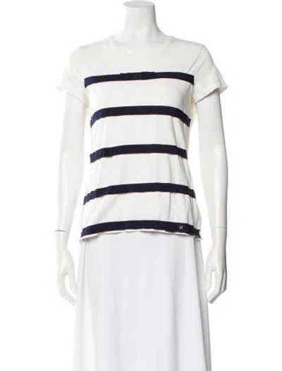 Pre-owned Ch Carolina Herrera Striped Crew Neck T-shirt In White