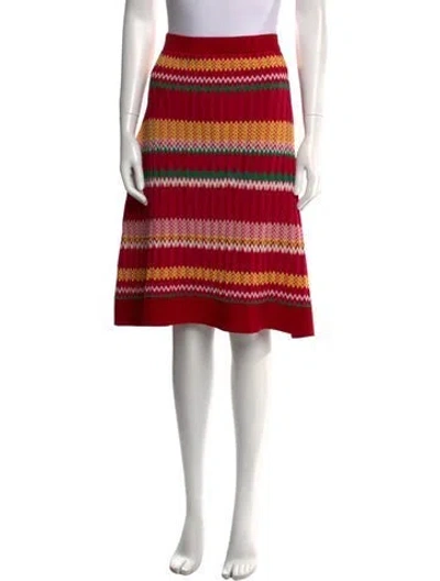 Pre-owned Ch Carolina Herrera Striped Knee-length Skirt In Red
