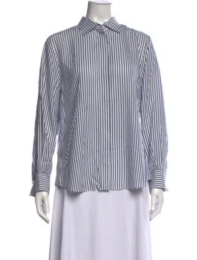 Pre-owned Ch Carolina Herrera Striped Long Sleeve Blouse In Multi