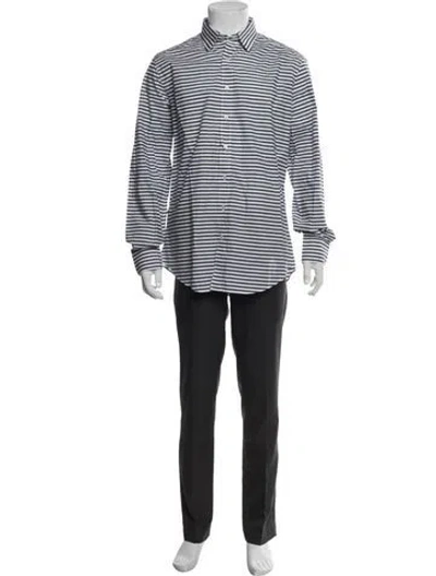 Pre-owned Ch Carolina Herrera Striped Long Sleeve Dress Shirt In Gray