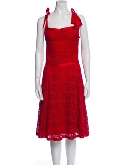 Pre-owned Ch Carolina Herrera Striped Midi Length Dress In Red