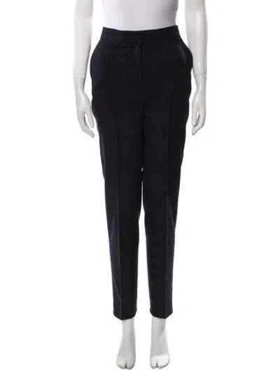 Pre-owned Ch Carolina Herrera Striped Straight Leg Pants In Black