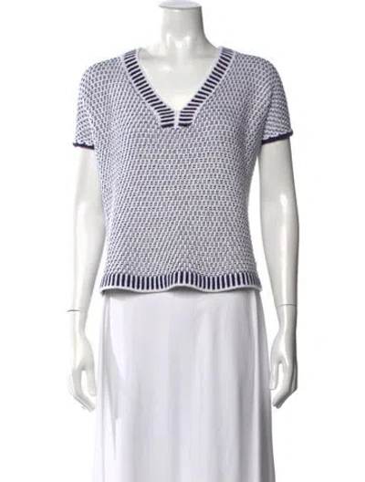 Pre-owned Ch Carolina Herrera Striped V-neck Sweater In Multi