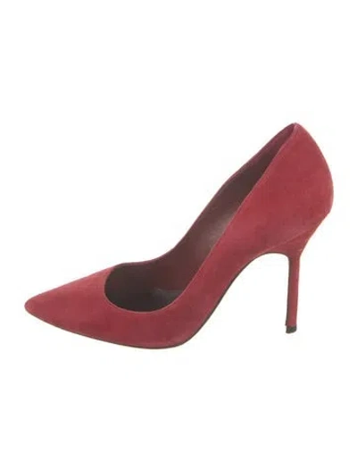 Pre-owned Ch Carolina Herrera Suede Pumps In Red