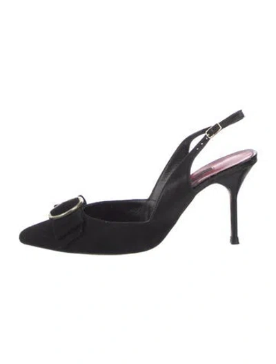 Pre-owned Ch Carolina Herrera Suede Slingback Pumps In Black