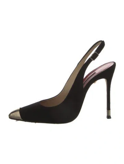 Pre-owned Ch Carolina Herrera Suede Slingback Pumps In Black