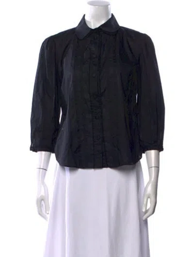 Pre-owned Ch Carolina Herrera Three-quarter Sleeve Blouse In Black