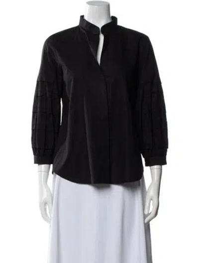 Pre-owned Ch Carolina Herrera Three-quarter Sleeve Blouse In Blue