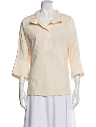 Pre-owned Ch Carolina Herrera Three-quarter Sleeve Blouse In Neutral