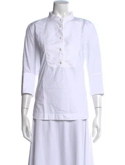 Pre-owned Ch Carolina Herrera Three-quarter Sleeve Blouse In Neutral