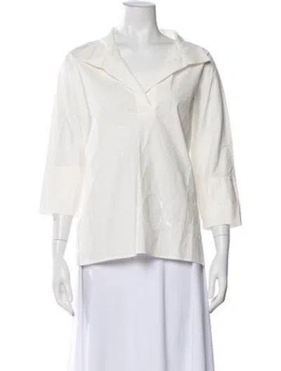 Pre-owned Ch Carolina Herrera Three-quarter Sleeve Blouse W/ Tags In Neutral