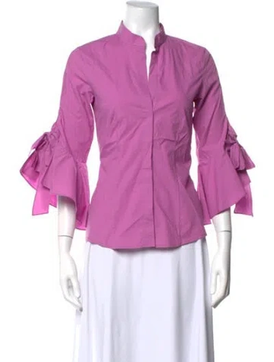 Pre-owned Ch Carolina Herrera Three-quarter Sleeve Top In Purple