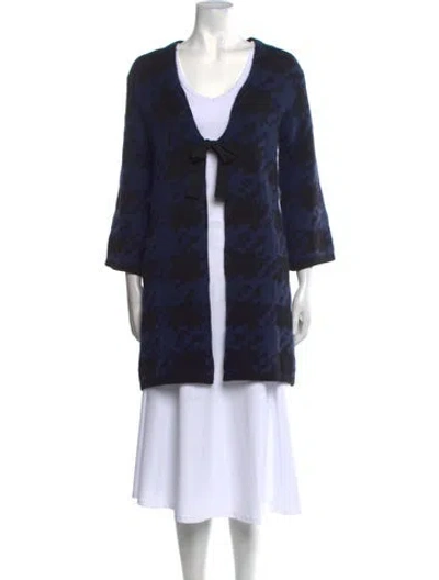 Pre-owned Ch Carolina Herrera Tie-dye Print Open Front Sweater In Blue