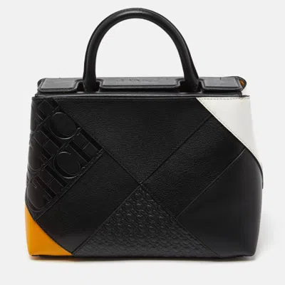 Pre-owned Ch Carolina Herrera Tricolor Leather Top Handle Bag In Multicolor