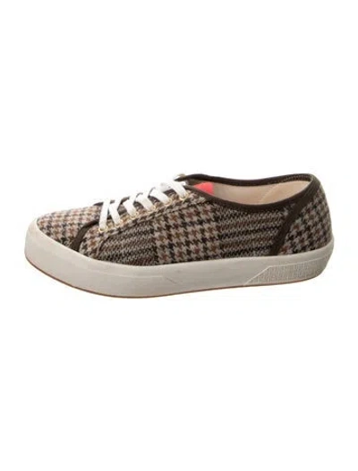 Pre-owned Ch Carolina Herrera Tweed Houndstooth Print Sneakers In Multi