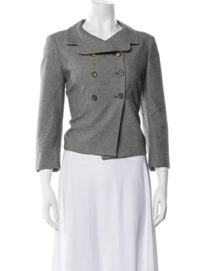 Pre-owned Ch Carolina Herrera Tweed Pattern Blazer In Gray
