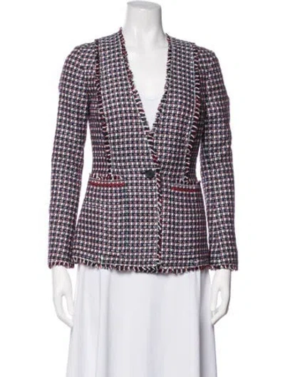 Pre-owned Ch Carolina Herrera Tweed Pattern Blazer In Multicolor